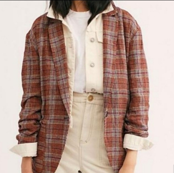 Free People Jackets & Blazers - Free People plaid simply slouchy blazer